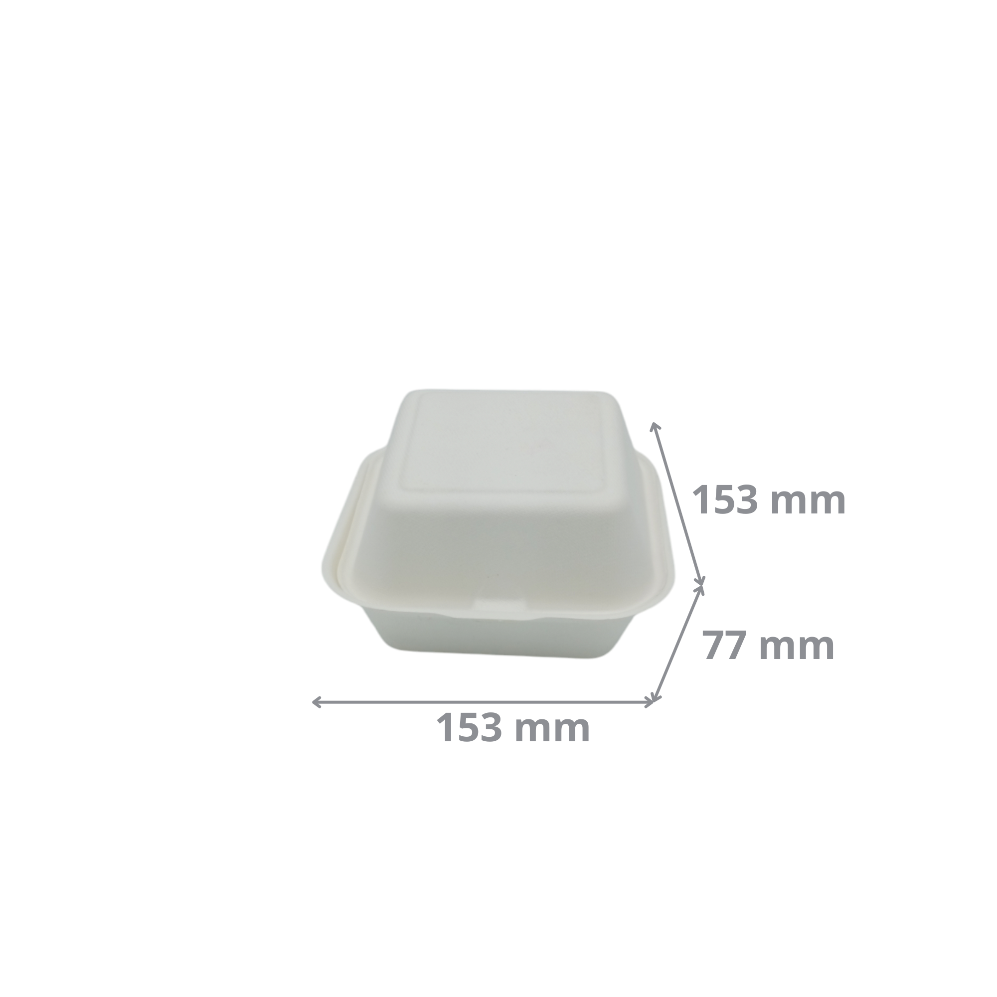 Boîte à burger carrée 15,3x15,3x7,7 cm en fibre de canne blanche